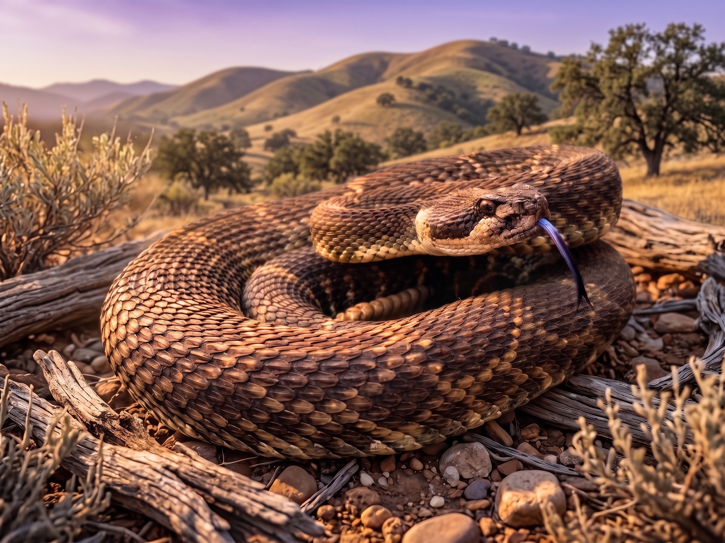 Snake with oak trees